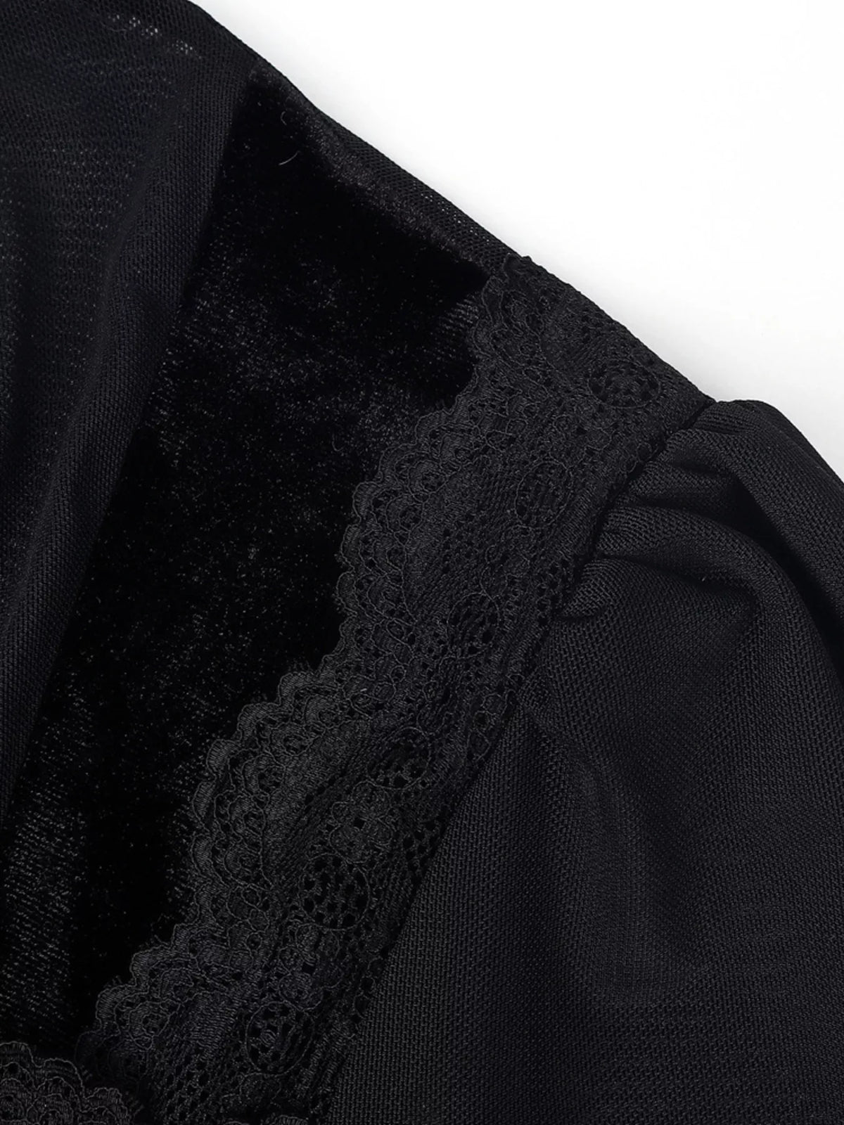 Lace Trim Velvet Sheer Sleeve Blouse – Seraya Label Halloween Edit