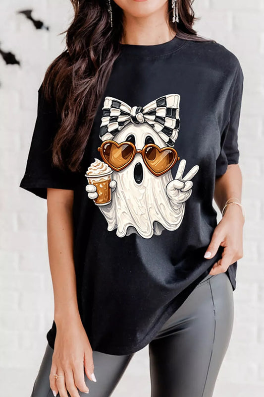 Full Size Halloween Ghost Graphic Short Sleeve T-Shirt Plus Size – Seraya Label Halloween Edit