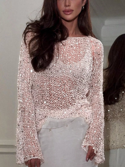 Sequin Long Sleeve Knit Cover Up – Seraya Label Halloween Edit