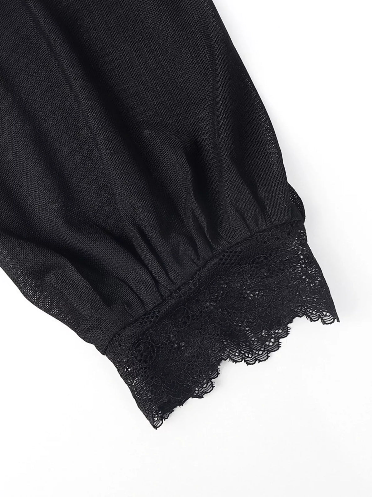 Lace Trim Velvet Sheer Sleeve Blouse – Seraya Label Halloween Edit
