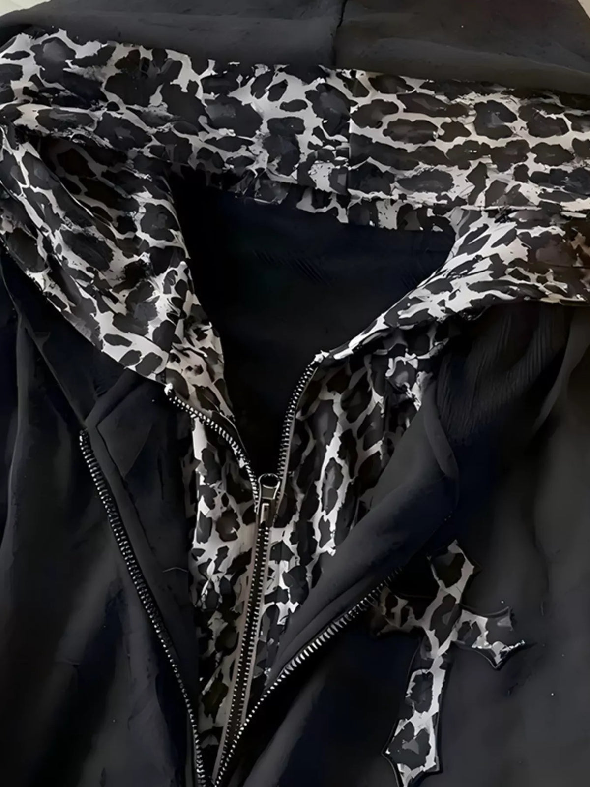 Gothic Cross Leopard Lined Zip-Up Hoodie – Seraya Label Halloween Edit