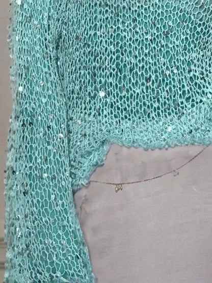 Sequin Long Sleeve Knit Cover Up – Seraya Label Halloween Edit