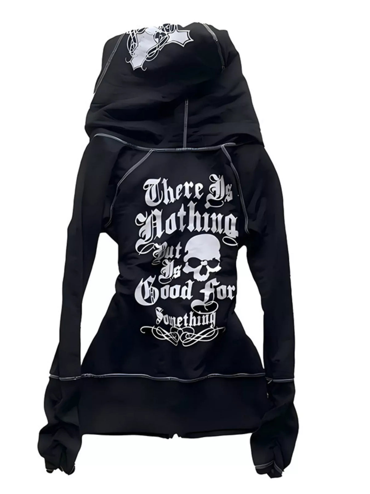 Gothic Cross Leopard Lined Zip-Up Hoodie – Seraya Label Halloween Edit