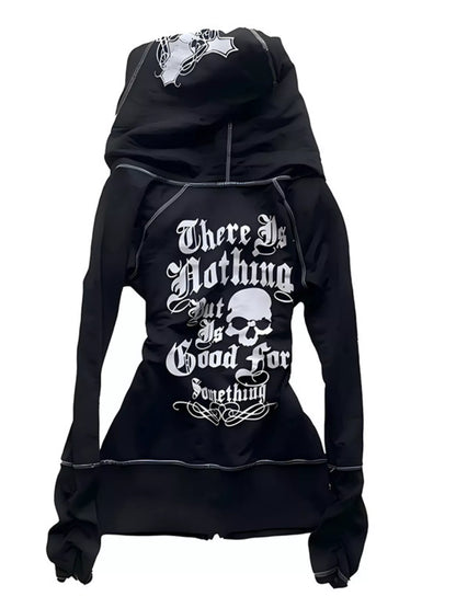 Gothic Cross Leopard Lined Zip-Up Hoodie – Seraya Label Halloween Edit