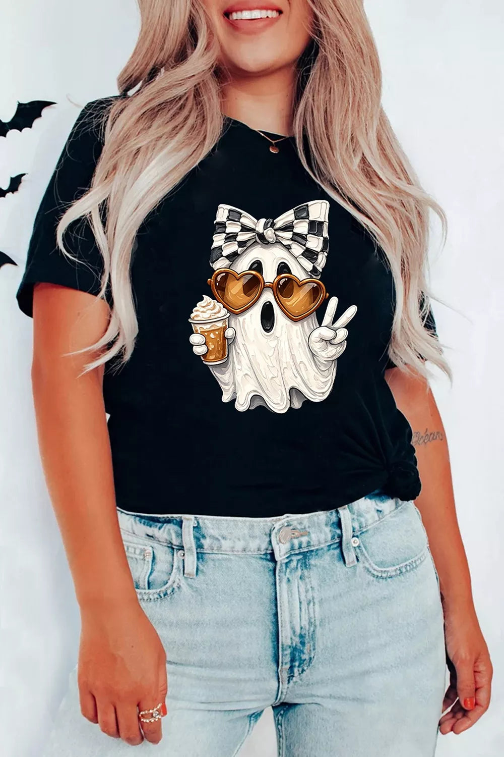 Full Size Halloween Ghost Graphic Short Sleeve T-Shirt Plus Size – Seraya Label Halloween Edit
