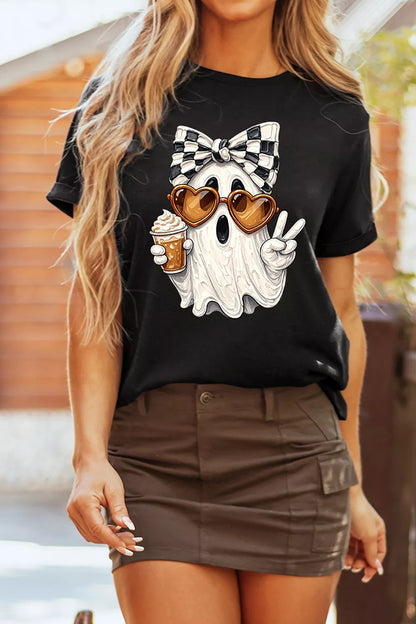 Full Size Halloween Ghost Graphic Short Sleeve T-Shirt Plus Size – Seraya Label Halloween Edit