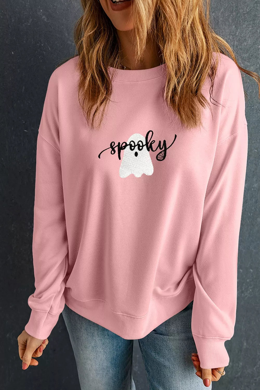 Halloween Ghost Graphic Round Neck Sweatshirt – Seraya Label Halloween Edit