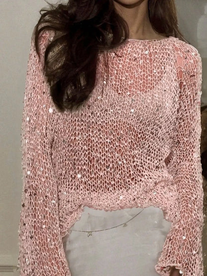 Sequin Long Sleeve Knit Cover Up – Seraya Label Halloween Edit