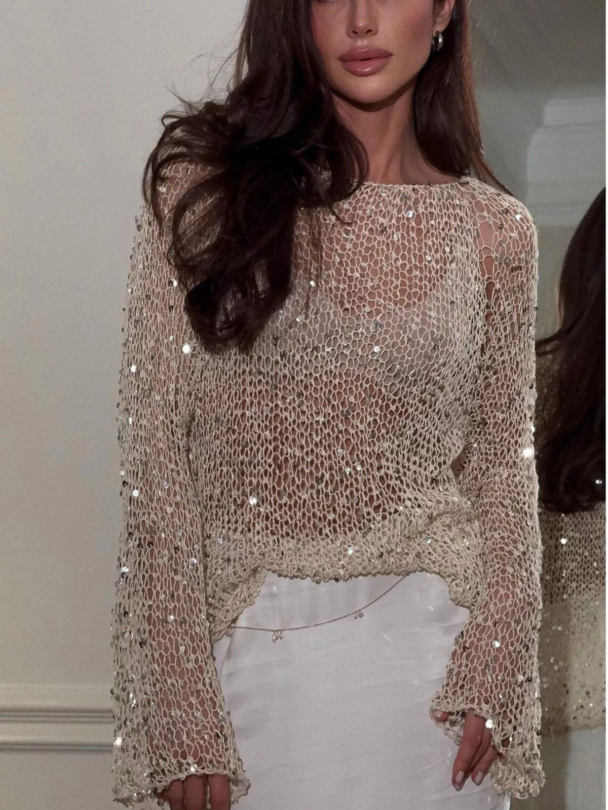 Sequin Long Sleeve Knit Cover Up – Seraya Label Halloween Edit