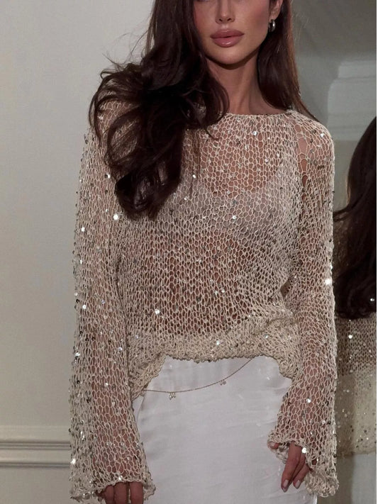Sequin Long Sleeve Knit Cover Up – Seraya Label Halloween Edit