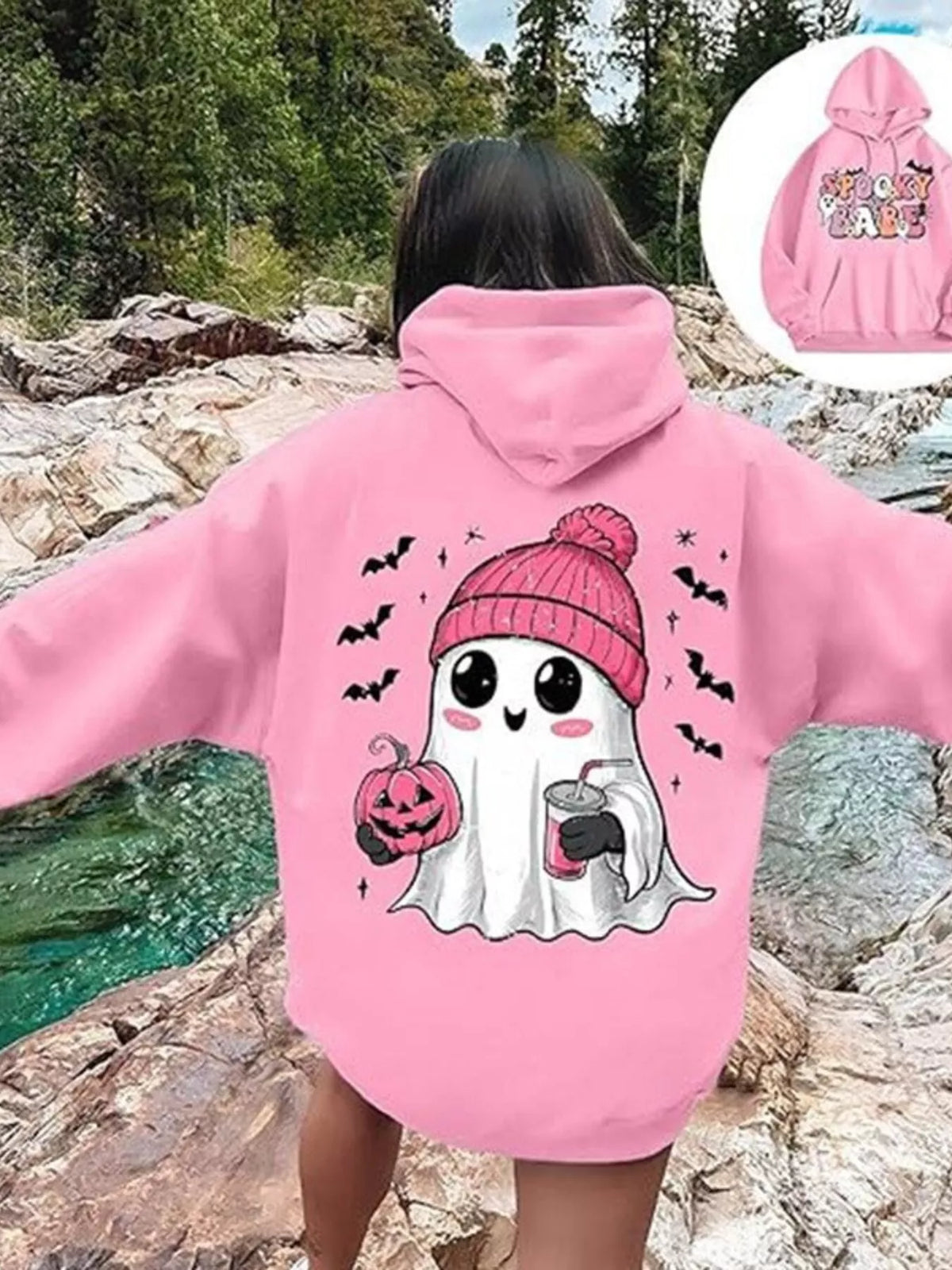 Full Size Halloween Graphic Long Sleeve Hoodie Plus Size – Seraya Label Halloween Edit