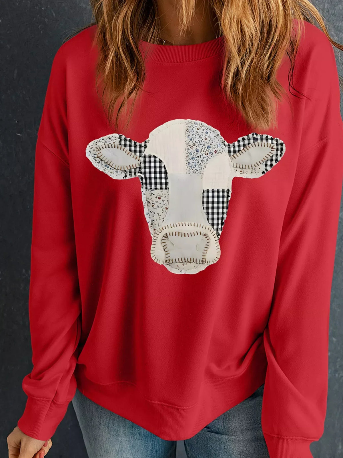 Western Patchwork Cow Drop Shoulder Sweatshirt – Seraya Label Halloween Edit