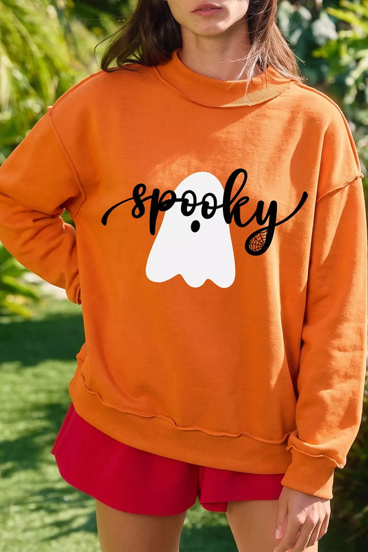 Ghost/ BOO Reversible Print Mock Neck Casual Sweatshirt – Seraya Label Halloween Edit