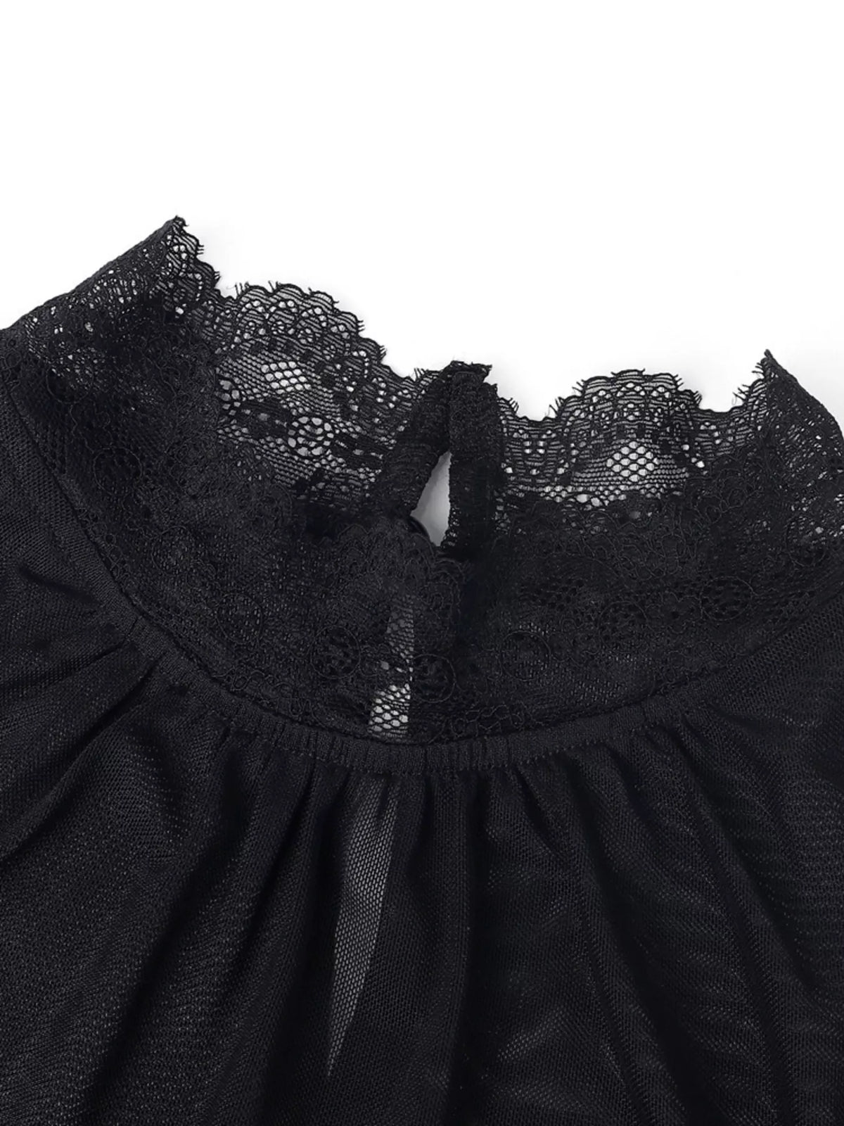 Lace Trim Velvet Sheer Sleeve Blouse – Seraya Label Halloween Edit
