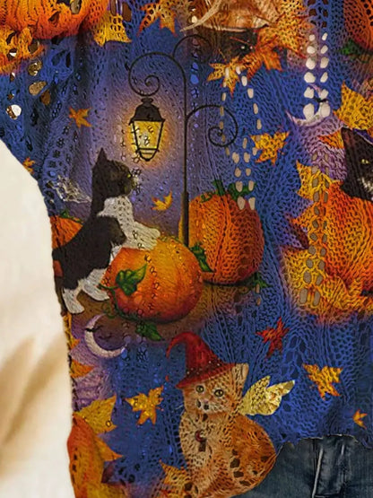 Full Size Halloween Pumpkin Loose Knit Cover Up Plus Size – Seraya Label Halloween Edit