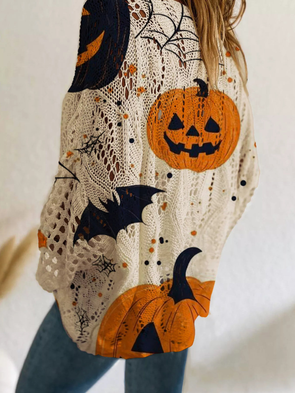 Full Size Halloween Pumpkin Loose Knit Cover Up Plus Size – Seraya Label Halloween Edit