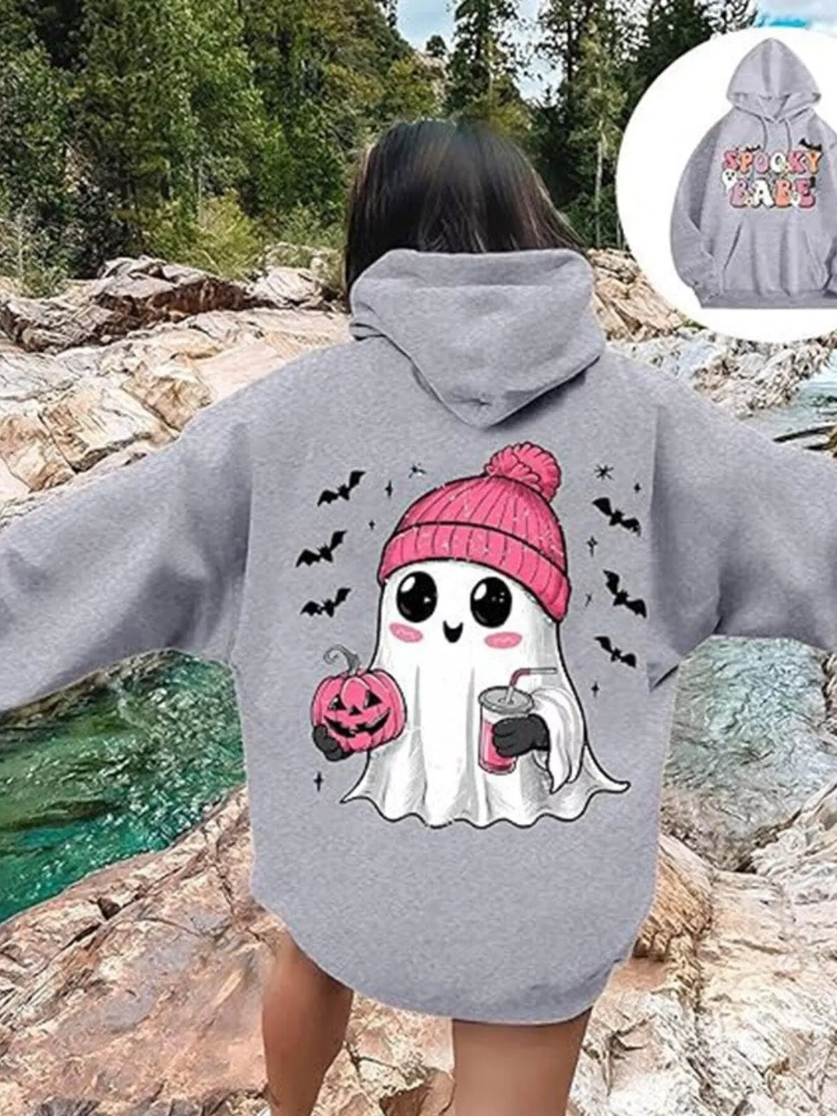 Full Size Halloween Graphic Long Sleeve Hoodie Plus Size – Seraya Label Halloween Edit